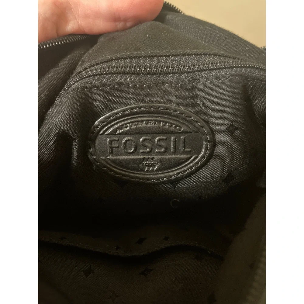 Fossil Stanton black leather crossbody bag